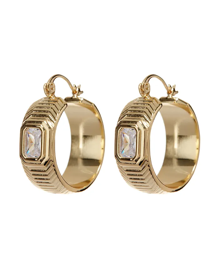 Luv Aj PreStyled Sets Ridged Pyramid Hoops Gold
