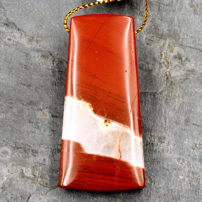 Matching Set Gemstone Earring Pair with Pendant Red River Jasper Trapezoid Pendant Rectangle Earring Intrinsic Trading Earrings