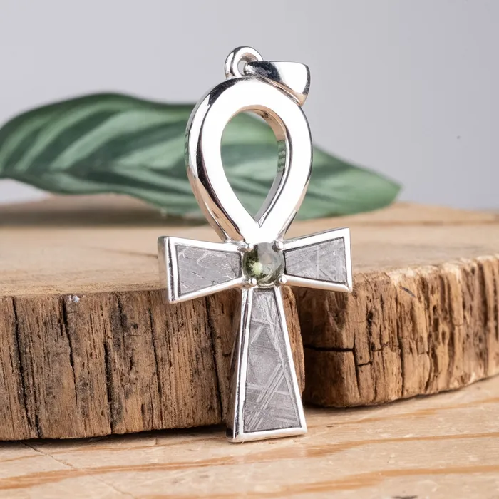 Meteorite Moldavite Ankh Pendant 925 Silver NEW DESIGN InnerVision Crystals Necklaces Meteorite Moldavite Ankh Pendant 925 Silver NEW DESIGN InnerVision Crystals Necklaces