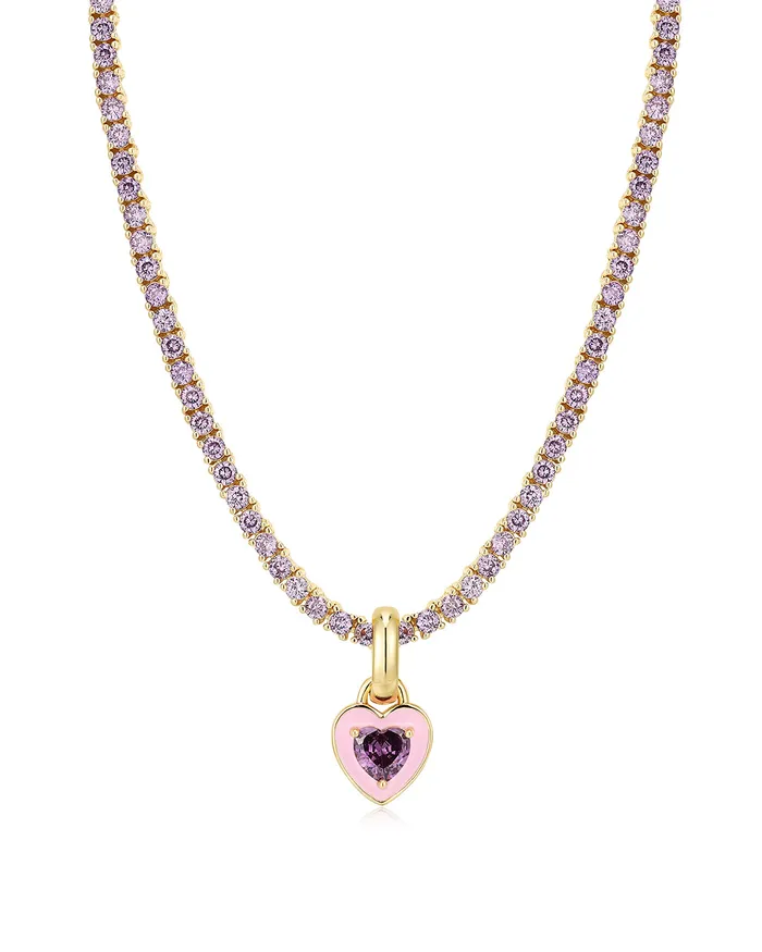 Mini Ballier Necklace with Heart Charm Pink Gold Luv Aj Necklaces