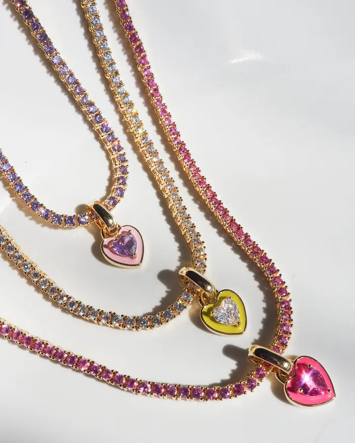 Mini Ballier Necklace with Heart Charm Pink Gold Luv Aj Necklaces Mini Ballier Necklace with Heart Charm Pink Gold Luv Aj Necklaces