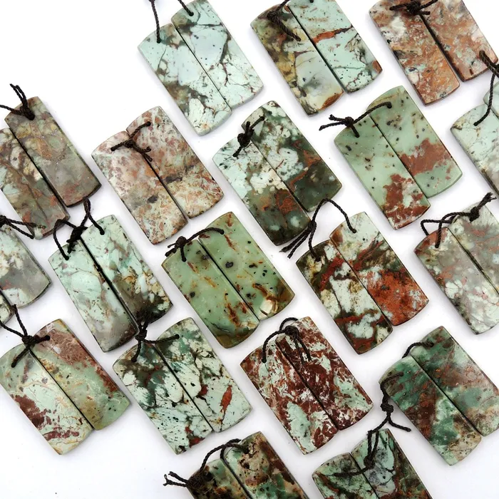 Natural African Green Opal Earring Pair Flat Rectangle Cabochon Cab Pair Drilled Matched Gemstone Bead Pair Intrinsic Trading Earrings Natural African Green Opal Earring Pair Flat Rectangle Cabochon Cab Pair Drilled Matched Gemstone Bead Pair Intrinsic Trading Earrings