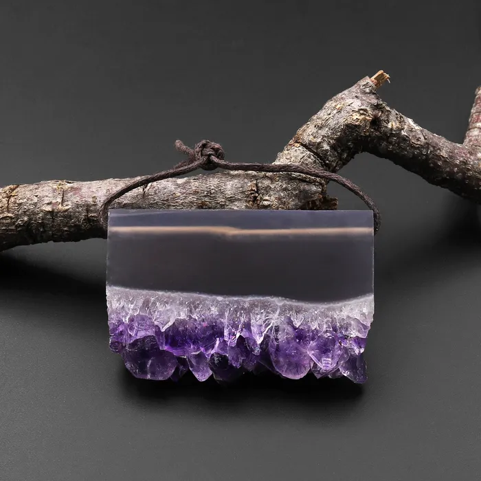 Natural Gray Smoky Quartz Purple Amethyst Stalactite Druzy Pendant Side Drilled Rectangle A1 Intrinsic Trading Necklaces Natural Gray Smoky Quartz Purple Amethyst Stalactite Druzy Pendant Side Drilled Rectangle A1 Intrinsic Trading Necklaces
