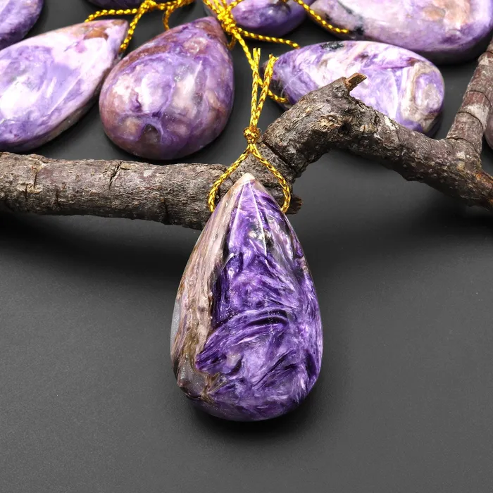Natural Purple Charorite Pendant Side Drilled Teardrop Genuine Russian Gemstone A2 Intrinsic Trading Necklaces Natural Purple Charorite Pendant Side Drilled Teardrop Genuine Russian Gemstone A2 Intrinsic Trading Necklaces