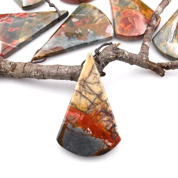 Natural Red Creek Jasper Pendant Side Drilled Long Triangle Fan Pendant Aka Multicolor Picasso Jasper Cherry Creek Jasper Bead A2 Intrinsic Trading Necklaces Natural Red Creek Jasper Pendant Side Drilled Long Triangle Fan Pendant Aka Multicolor Picasso Jasper Cherry Creek Jasper Bead A2 Intrinsic Trading Necklaces