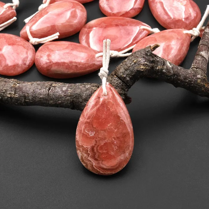 Necklaces AAA Gemmy Natural Red Rhodochrosite Teardrop Gemstone Pendant from Argentina A1 Intrinsic Trading Necklaces AAA Gemmy Natural Red Rhodochrosite Teardrop Gemstone Pendant from Argentina A1 Intrinsic Trading