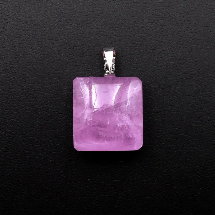 Necklaces AAA Natural Kunzite Pendant Puffy Square Gemstone Focal Bead Intrinsic Trading
