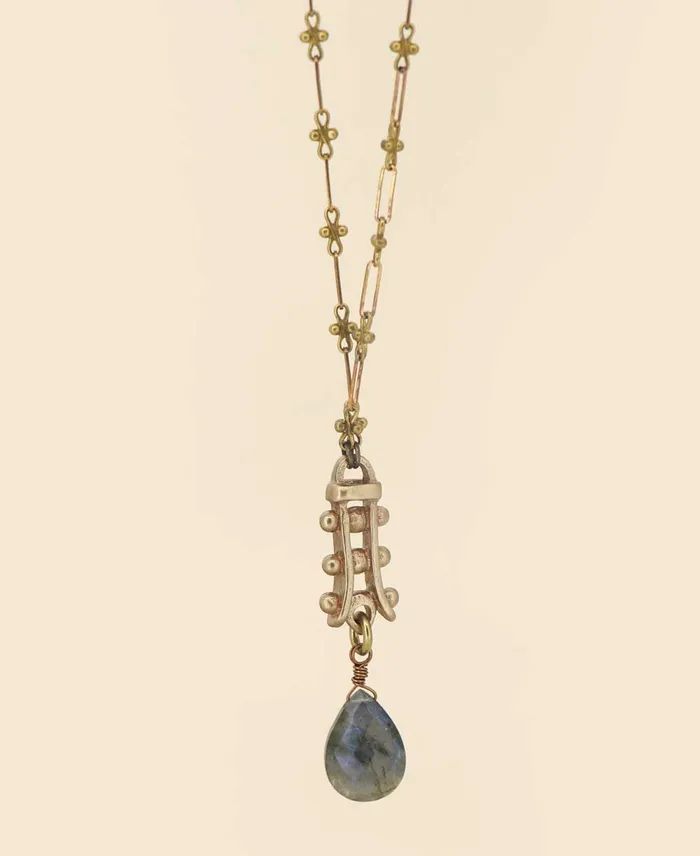 Necklaces Buddha Groove Zen Pagoda Labradorite Drop Necklace