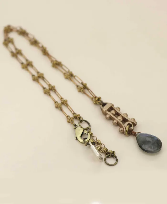Necklaces Buddha Groove Zen Pagoda Labradorite Drop Necklace