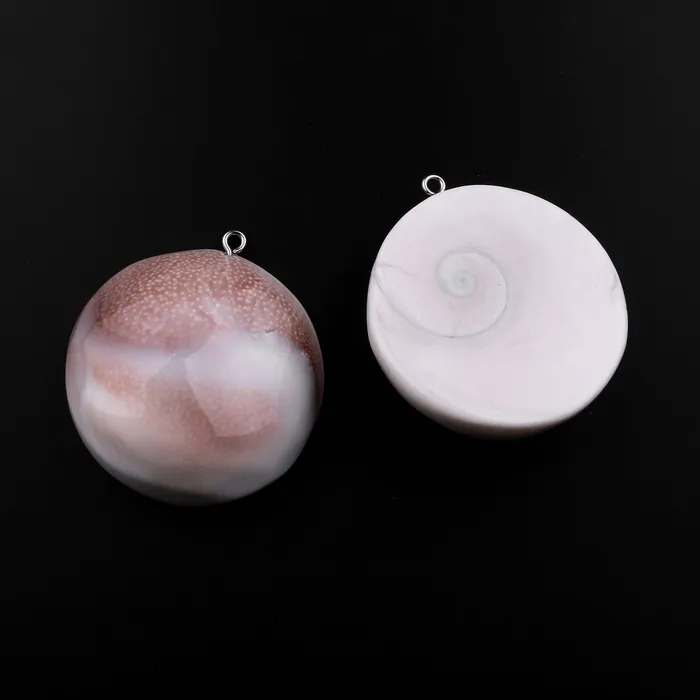 Necklaces Drilled Shiva Eye Shell Circle Round Pendant Natural Fossil Domed Mauve Pink Green Shell Pendant Focal Bead Intrinsic Trading