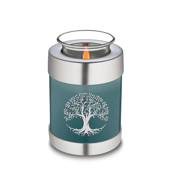 Necklaces GetUrns Candle Holder Embrace Teal Tree of Life Cremation Urn