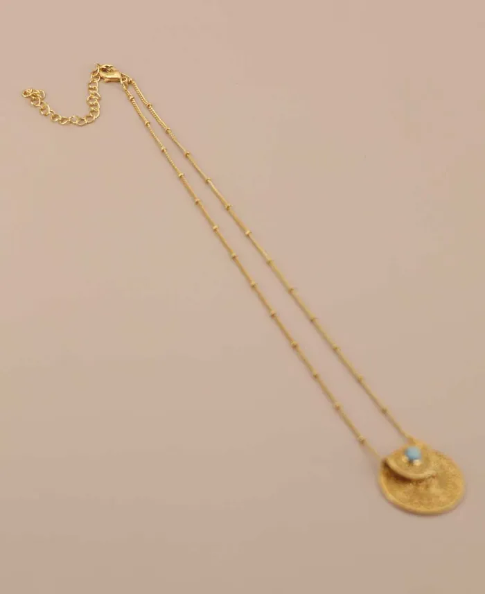 Necklaces Inspirational Gold Plated Mandala Necklace with Larimar Stone Buddha Groove Jewelry