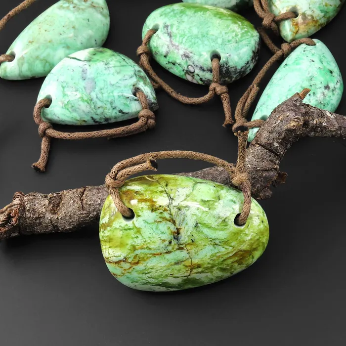 Necklaces Intrinsic Trading 2 Two Hole Pendant Freeform Natural Nevada Apple Green Variscite Gemstone A10 Necklaces Intrinsic Trading 2 Two Hole Pendant Freeform Natural Nevada Apple Green Variscite Gemstone A10