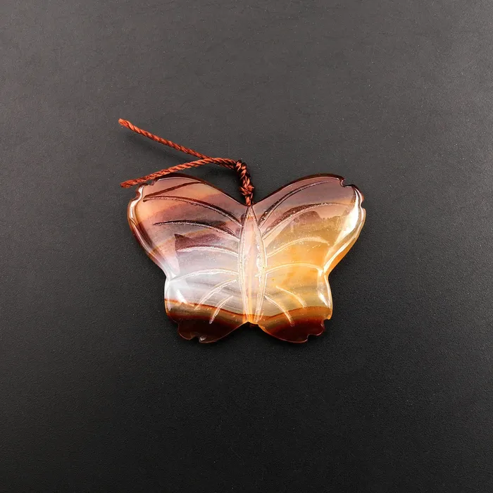 Necklaces Intrinsic Trading Hand Carved Natural Carnelian Butterfly Pendant Vertically Drilled Gemstone Bead One of a Kind