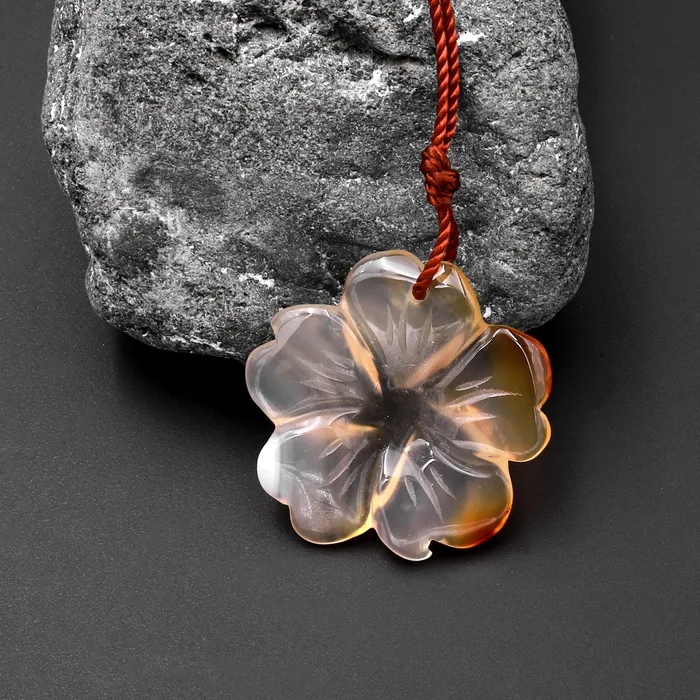 Necklaces Intrinsic Trading Hand Carved Natural Carnelian Flower Pendant Translucent Cream Colors Gemstone Focal Bead Necklaces Intrinsic Trading Hand Carved Natural Carnelian Flower Pendant Translucent Cream Colors Gemstone Focal Bead