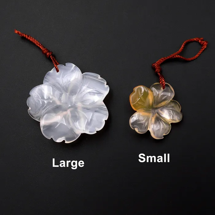 Necklaces Intrinsic Trading Hand Carved Natural Carnelian Flower Pendant Translucent Cream Colors Gemstone Focal Bead