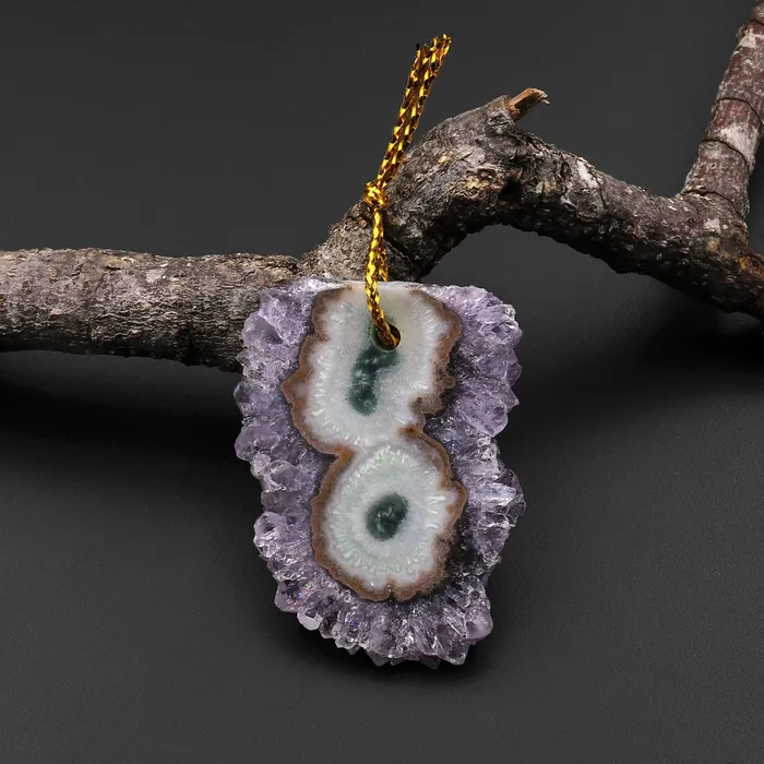 Necklaces Intrinsic Trading Natural Amethyst Stalactite Flower Pendant Flat Slice Freeform One of a Kind P0194 Necklaces Intrinsic Trading Natural Amethyst Stalactite Flower Pendant Flat Slice Freeform One of a Kind P0194