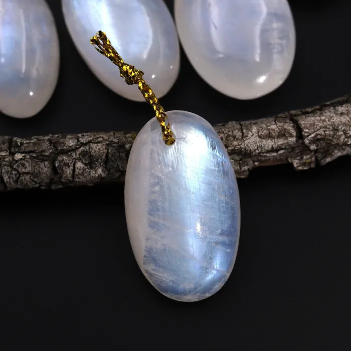 Necklaces Intrinsic Trading Natural Rainbow Moonstone Oval Pendant Drilled Gemstone Focal Bead Necklaces Intrinsic Trading Natural Rainbow Moonstone Oval Pendant Drilled Gemstone Focal Bead