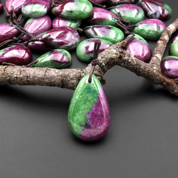 Necklaces Intrinsic Trading Natural Red Ruby Green Zoisite Pendant Teardrop Gemstone A5 Necklaces Intrinsic Trading Natural Red Ruby Green Zoisite Pendant Teardrop Gemstone A5