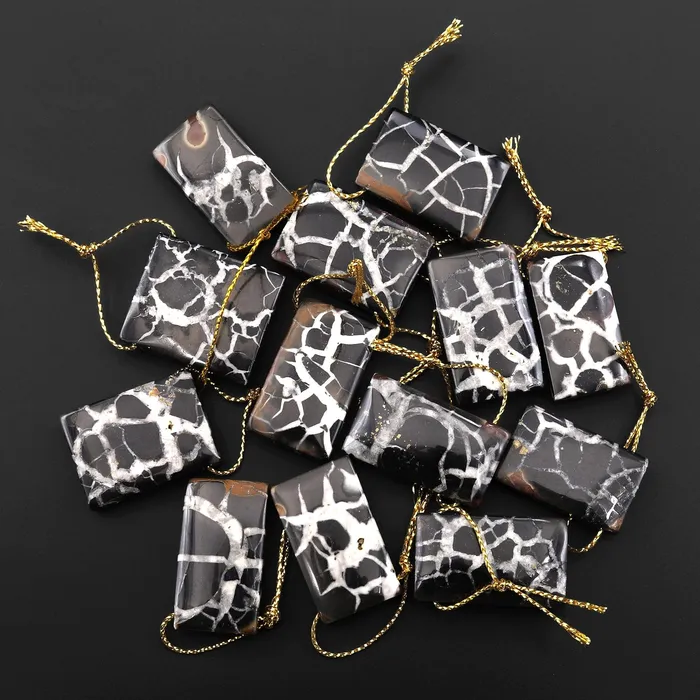 Necklaces Intrinsic Trading Natural Septarian Fossil Rectangle Pendant Top Side Drilled Gemstone