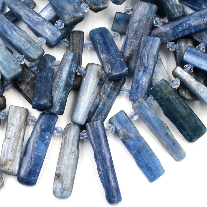 Necklaces Intrinsic Trading Side Drilled Raw Natural Blue Kyanite Long Rectangle Bead Focal Pendant Freeform Irregular Long Spike Gemstone Beads Rough Cut 16 Strand