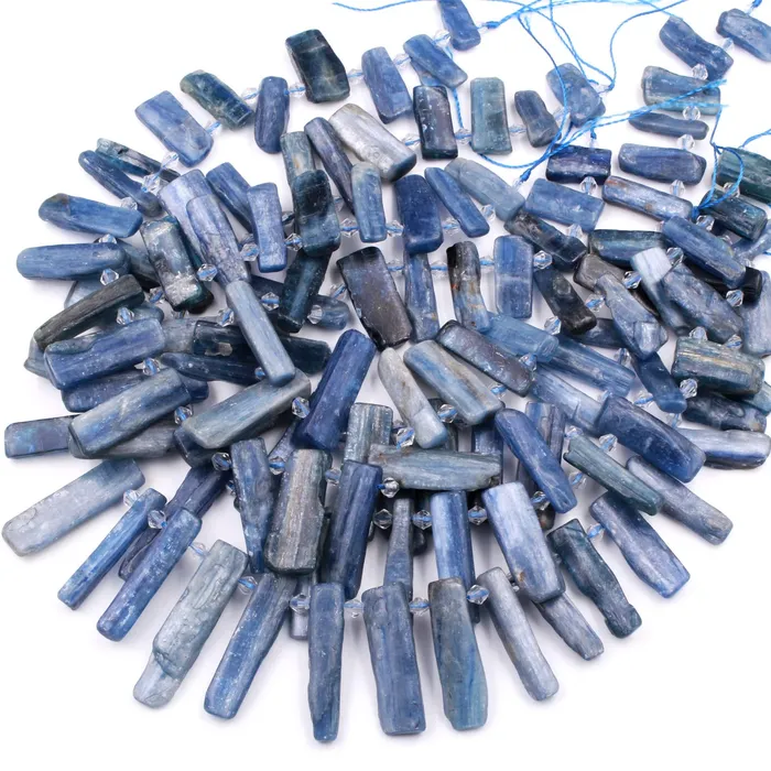 Necklaces Intrinsic Trading Side Drilled Raw Natural Blue Kyanite Long Rectangle Bead Focal Pendant Freeform Irregular Long Spike Gemstone Beads Rough Cut 16 Strand