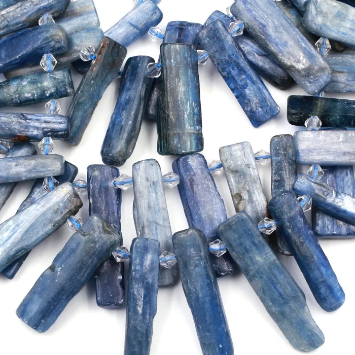 Necklaces Intrinsic Trading Side Drilled Raw Natural Blue Kyanite Long Rectangle Bead Focal Pendant Freeform Irregular Long Spike Gemstone Beads Rough Cut 16 Strand