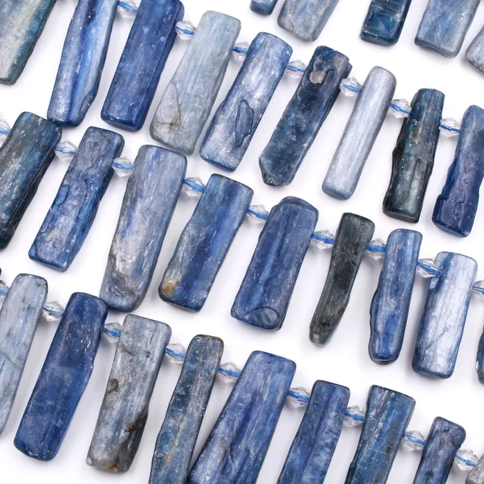 Necklaces Intrinsic Trading Side Drilled Raw Natural Blue Kyanite Long Rectangle Bead Focal Pendant Freeform Irregular Long Spike Gemstone Beads Rough Cut 16 Strand