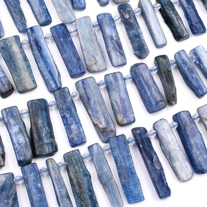 Necklaces Intrinsic Trading Side Drilled Raw Natural Blue Kyanite Long Rectangle Bead Focal Pendant Freeform Irregular Long Spike Gemstone Beads Rough Cut 16 Strand