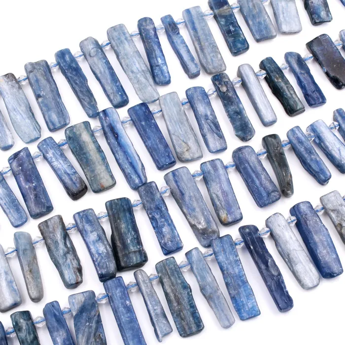 Necklaces Intrinsic Trading Side Drilled Raw Natural Blue Kyanite Long Rectangle Bead Focal Pendant Freeform Irregular Long Spike Gemstone Beads Rough Cut 16 Strand