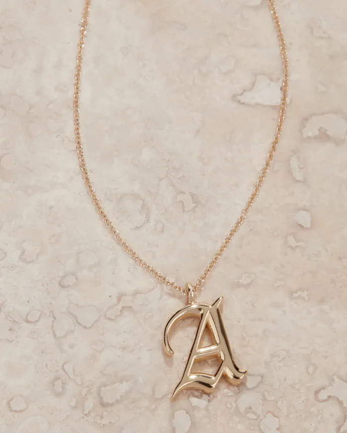 Necklaces Luv Aj Fine The Initial Charm Necklace Old English