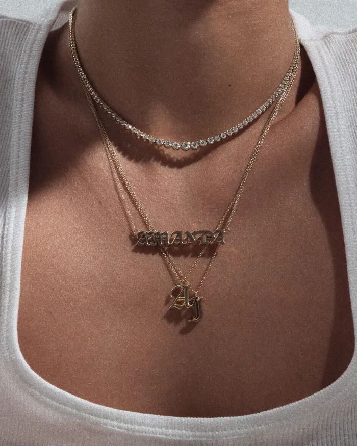 Necklaces Luv Aj Fine The Initial Charm Necklace Old English
