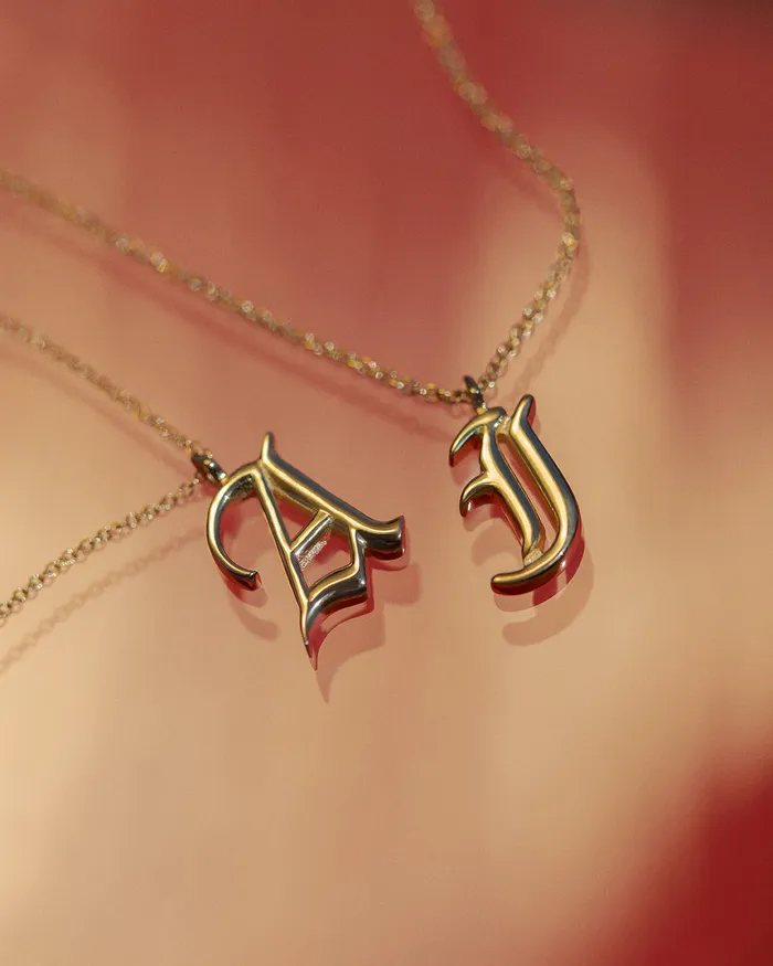 Necklaces Luv Aj Fine The Initial Charm Necklace Old English