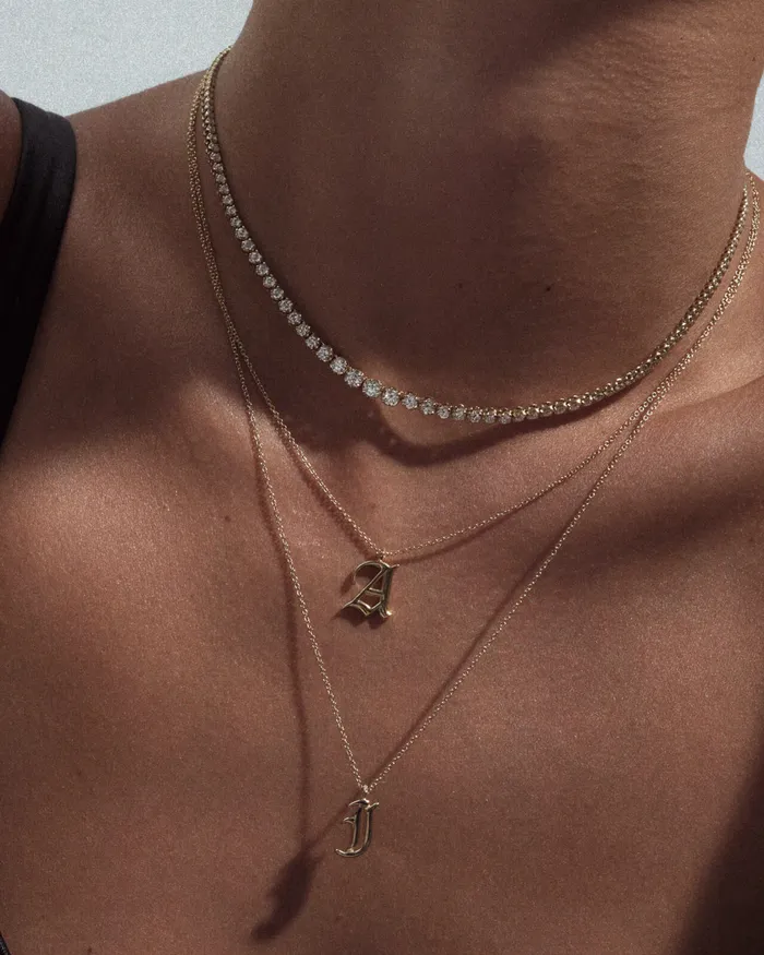 Necklaces Luv Aj Fine The Initial Charm Necklace Old English