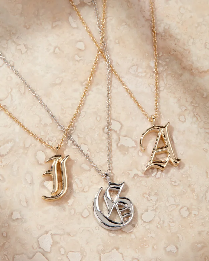 Necklaces Luv Aj Fine The Initial Charm Necklace Old English