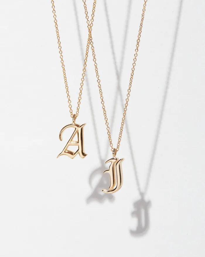 Necklaces Luv Aj Fine The Initial Charm Necklace Old English