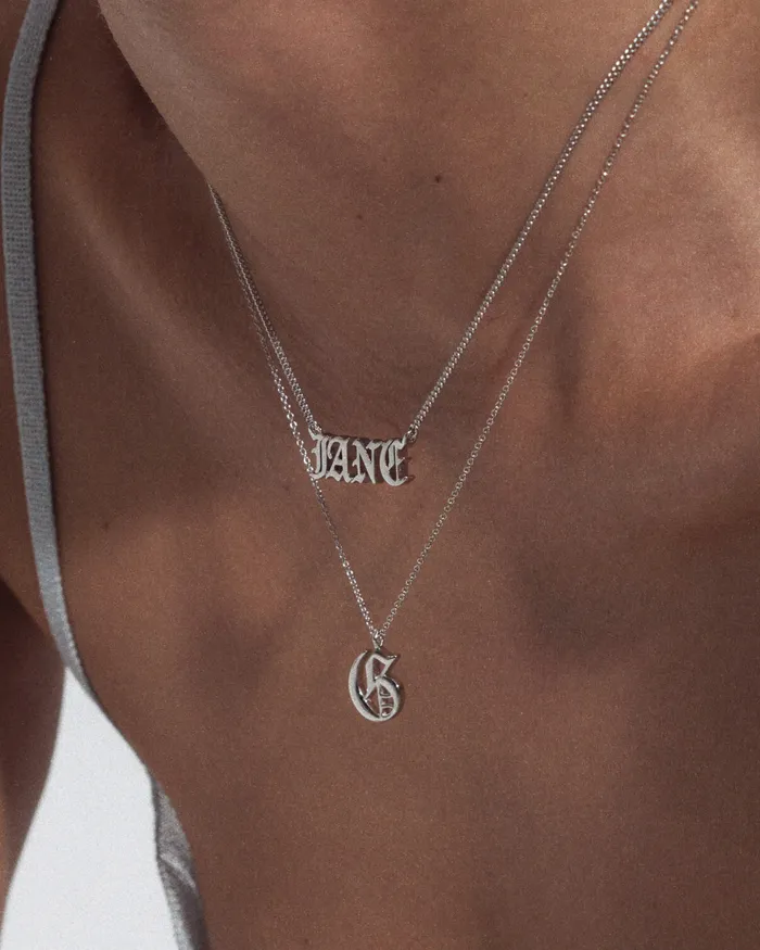 Necklaces Luv Aj Fine The Initial Charm Necklace Old English