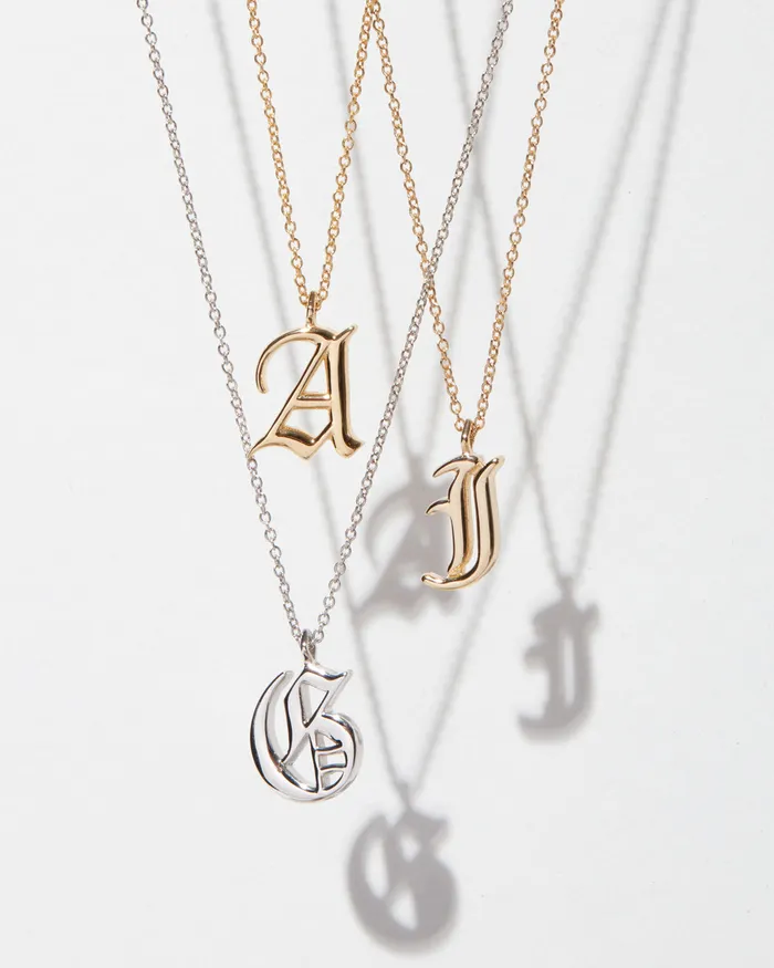 Necklaces Luv Aj Fine The Initial Charm Necklace Old English
