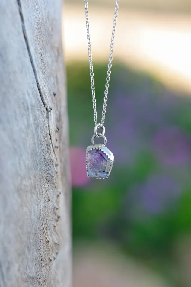 Necklaces Small N Simple Jewelry Geometric Amethyst Necklace