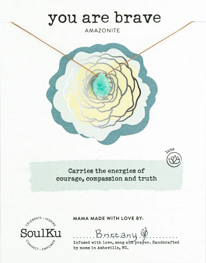 Necklaces SoulKu Amazonite Luxe Necklace For You Are Brave