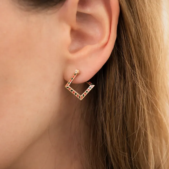 Pentagon Hoop Earrings with a Geometric Pattern ARTEMER Earrings