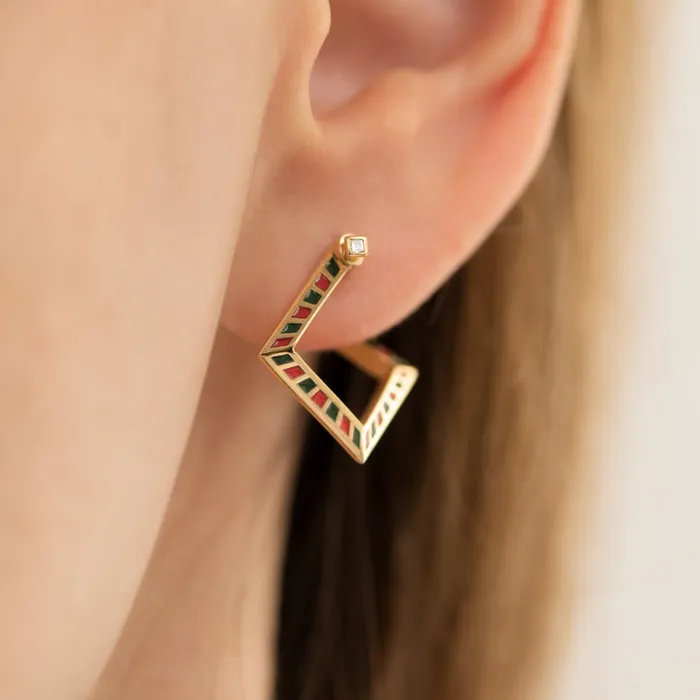 Pentagon Hoop Earrings with a Geometric Pattern ARTEMER Earrings