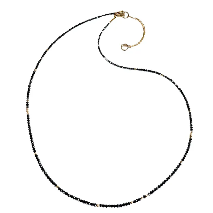 Q Evon Necklaces 14k Black Diamond Beads Adjustable Necklace