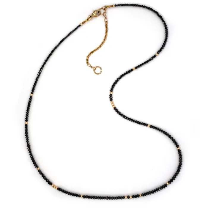 Q Evon Necklaces 14k Black Diamond Beads Adjustable Necklace