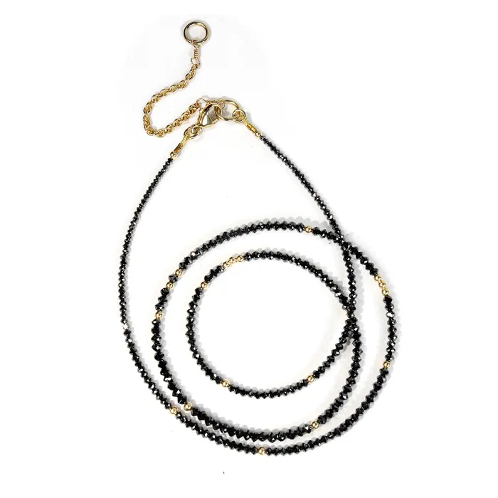 Q Evon Necklaces 14k Black Diamond Beads Adjustable Necklace