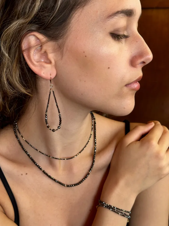 Q Evon Necklaces 14k Black Diamond Beads Adjustable Necklace