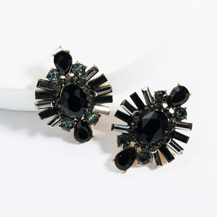 Refined by AnnaKaci Fancy Round Geometric Crystals Earring Studs Earrings