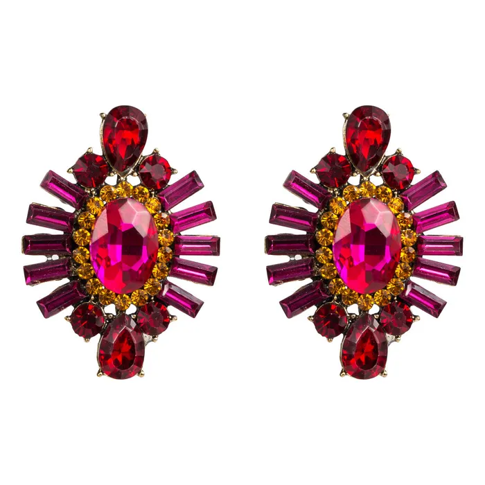 Refined by AnnaKaci Fancy Round Geometric Crystals Earring Studs Earrings Refined by AnnaKaci Fancy Round Geometric Crystals Earring Studs Earrings