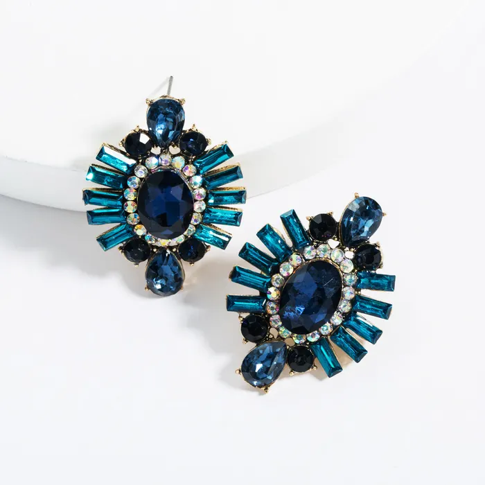 Refined by AnnaKaci Fancy Round Geometric Crystals Earring Studs Earrings Refined by AnnaKaci Fancy Round Geometric Crystals Earring Studs Earrings