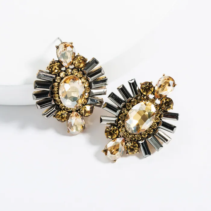 Refined by AnnaKaci Fancy Round Geometric Crystals Earring Studs Earrings Refined by AnnaKaci Fancy Round Geometric Crystals Earring Studs Earrings